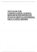 TEST BANK FOR UNDERSTANDING NURSING RESEARCH 8TH EDITION BY SUSAN K GROVE & JENNIFER R GRAY LATEST 2025&sol;2026
