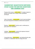 ELEMENTARY QUANTITATIVE METHODS  STUDY GUIDE FOR QMI1500 QUESTIONS  AND ANSWERS 2025 