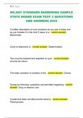 MILADY STANDARD BARBERING SAMPLE  STATE BOARD EXAM TEST 2 QUESTIONS  AND ANSWERS 2025