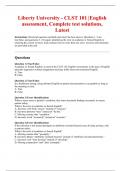 Liberty University - CLST 101 &vert;English assessment&comma; Complete test solutions&comma; Latest