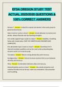 EFDA OREGON STUDY TEST ACTUAL 2025&sol;2026 QUESTIONS & 100&percnt; CORRECT ANSWERS