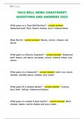TACO BELL MENU CHEATSHEET  QUESTIONS AND ANSWERS 2025