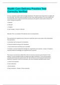 Health Care Delivery Practice Test Correctly Verified