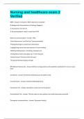 Nursing and healthcare exam 2 Verified