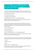 NURSING CONCEPTS&colon; ACUTE CARE EXAM AND ALL CORRECT ANSWERS 2025-2026 UPDATED&period;