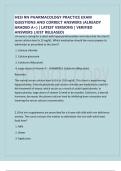 HESI RN PHARMACOLOGY PRACTICE EXAM QUESTIONS AND CORRECT ANSWERS &lpar;ALREADY GRADED A&plus;&rpar; &vert; LATEST VERSIONS &vert; VERIFIED ANSWERS &lpar;JUST RELEASED&rpar;