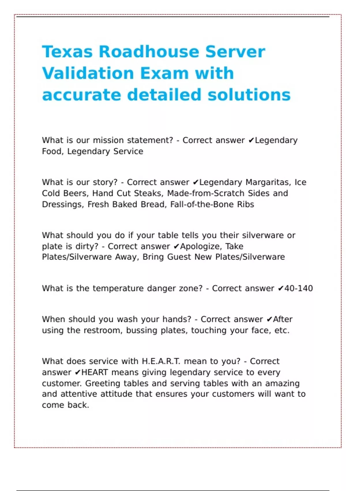 Texas Roadhouse Server Validation Exam With Accurate Detailed Solutions texas-roadhouse-server-validation-exam-with-accurate-detailed-solutions
