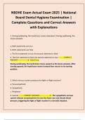 NBDHE Exam Actual Exam 2025 &vert; National Board Dental Hygiene Examination &vert; Complete Questions and Correct Answers with Explanations