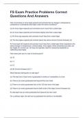 FS Exam Practice Problems Correct Questions And Answers
