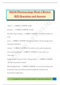 MA116 Pharmacology Week 2 Review 2025 Questions and Answers