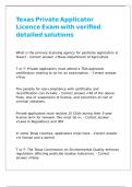 Texas Private Applicator License Exam with verified detailed solutions 