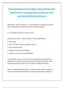 Texas Department of Agriculture Pesticide Applicator-s study guide questions with verified detailed solutions 