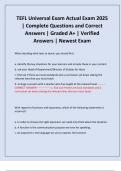 TEFL Universal Exam Actual Exam 2025 &vert; Complete Questions and Correct Answers &vert; Graded A&plus; &vert; Verified Answers &vert; Newest Exam
