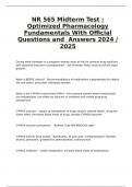 NR 565 Midterm Test&colon; Optimized Pharmacology Fundamentals 2024&sol;2025 &ndash; Official Questions and Answers for Advanced Practice Preparation