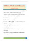 CHEM 141 MSU Exam 2 2025 Questions and Answers