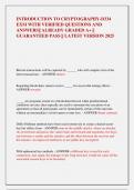 INTRODUCTION TO CRYPTOGRAPHY-D334  EXM WITH VERIFIED QUESTIONS AND  ANSWERS&vert;&vert; ALREADY GRADED A&plus; &vert;&vert;  GUARANTEED PASS &vert;&vert; LATEST VERSION 2025 