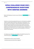 HIPAA CHALLENGE EXAM 2025 &vert; COMPREHENSIVE QUESTIONS WITH VERIFIED ANSWERS