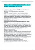 TEXAS TEACHERS ASSESSMENT 1 EXAM QUESTIONS AND ANSWERS 