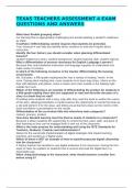TEXAS TEACHERS ASSESSMENT 4 EXAM QUESTIONS AND ANSWERS 