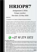HRIOP87 Assignment 2 &lpar;COMPLETE ANSWERS&rpar;  2026 - DUE 22 May 2026