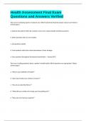 Health Assessment Final Exam Questions and Answers Verified