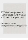 PYC4802 Assignment 3 &lpar;COMPLETE ANSWERS&rpar; 2025 - DUE August 2025