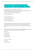 Introduction to Health Assessment &lpar;Edapt&rpar; Exam Test Completely Verified