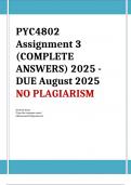 PYC4802 Assignment 3 &lpar;COMPLETE ANSWERS&rpar; 2025 - DUE August 2025