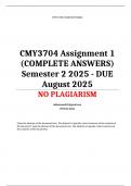 CMY3704 Assignment 1 (COMPLETE ANSWERS) Semester 2 2025 - DUE August 2025. Ensure your success with us
