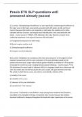 Praxis ETS SLP questions well answered already passed