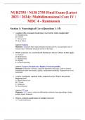 NUR2755 &sol; NUR 2755 Final Exam &lpar;Latest 2023 &sol; 2024&rpar;&colon; Multidimensional Care IV &sol; MDC 4 - Rasmussen