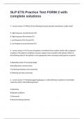 SLP ETS Practice Test FORM 2 with complete solutions