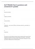 SLP PRAXIS Test 5 questions well answered A&plus; graded 