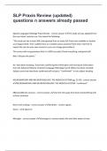 SLP Praxis Review &lpar;updated&rpar; questions n answers already passed