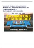 Solution Manual For Automotive Technology, A Systems Approach, 4th Canadian Edition by ERIAVEC||RESTOULE||THOMPSON