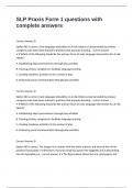 SLP Praxis Form 1 questions with complete answers