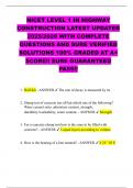 NICET LEVEL 1 IN HIGHWAY CONSTRUCTION LATEST UPDATED 2025&sol;2026 WITH COMPLETE QUESTIONS AND SURE VERIFIED SOLUTIONS 100&percnt; GRADED AT A&plus; SCORE&excl;&excl; SURE GUARANTEED PASS&excl;&excl;