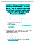 ASE BRAKES A5 LATEST UPDATED 2025&sol;2026 TEST EXAMS 1&comma; 2&comma; AND 3 WITH COMPLETE QUESTIONS AND SURE VERIFIED SOLUTIONS 100&percnt; GRADED AT A&plus; SCORE&excl;&excl; SURE GUARANTEED PASS&excl;&excl;