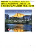 Solution Manual For Auditing & Assurance Services A Systematic Approach&comma; 12th Edition By William Messie