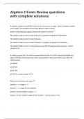 Algebra 2 Exam Review questions with complete solutions