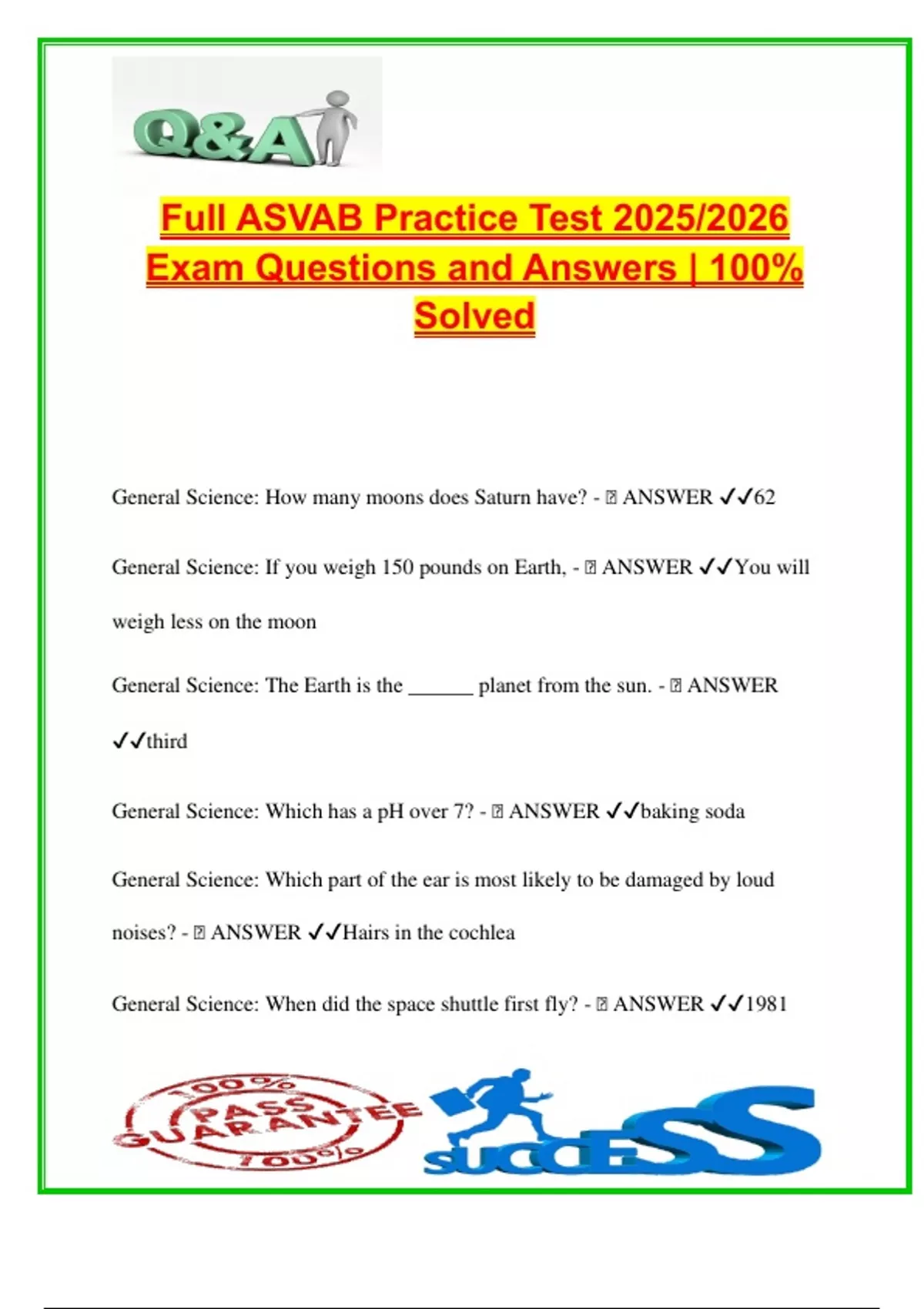 Full ASVAB Practice Test 2025/2026 – 150+ Solved Questions | General ...