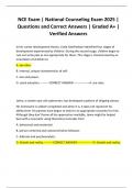 NCE Exam &vert; National Counseling Exam 2025 &vert; Questions and Correct Answers &vert; Graded A&plus; &vert; Verified Answers