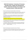 BUAD 331 Final Exam &vert; University of Tennessee&comma; Knoxville &lpar;UTK&rpar; &vert; Supply Chain Management&comma; Logistics&comma; Operations Strategy&comma; Procurement&comma; and Inventory Control &vert; Latest Exam 2025