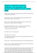 Module 6- Infectious diseases&sol; Antibiotics Test Questions and Revised and Updated Answers &lpar;2025-2026&rpar;