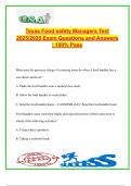 Texas Food Safety Manager Certification Exam 2025&sol;2026 &vert; 120&plus; Verified Q&A with Correct Answers &vert; TCS&comma; Hygiene&comma; FDA ALERT&comma; Cooling Temps&comma; Sanitizing&comma; Foodborne Illness