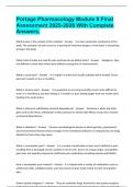 Portage Pharmacology Module 8 Final Assessment 2025-2026 With Complete Answers&period;
