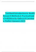 TEST BANK FOR Test Bank Introduction to  Health Research Methods A  Practical Guide 3rd Edition by  Kathryn H&period; Jacobsen- Perfect  Answers A&plus; GRADE ASSURED&excl;&excl;&excl;&excl;&excl;