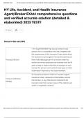NY Life&comma; Accident&comma; and Health Insurance Agent&sol;Broker EXAM comprehensive questions and verified accurate solution &lpar;detailed & elaborated&rpar; 2025 TEST&excl;&excl;