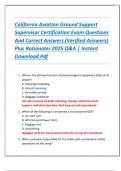 California Aviation Ground Support  Supervisor Certification Exam Questions  And Correct Answers &lpar;Verified Answers&rpar;  Plus Rationales 2025 Q&A &vert; Instant  Download Pdf 
