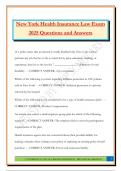 New York Health Insurance Law Exam 2025 Questions and Answers